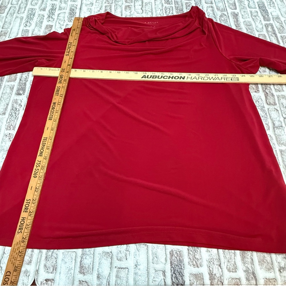 Susan Graver Liquid Knit Top Red Blouse‎ Gathered Fabric 3/4 Sleeve 2X - Picture 5 of 6